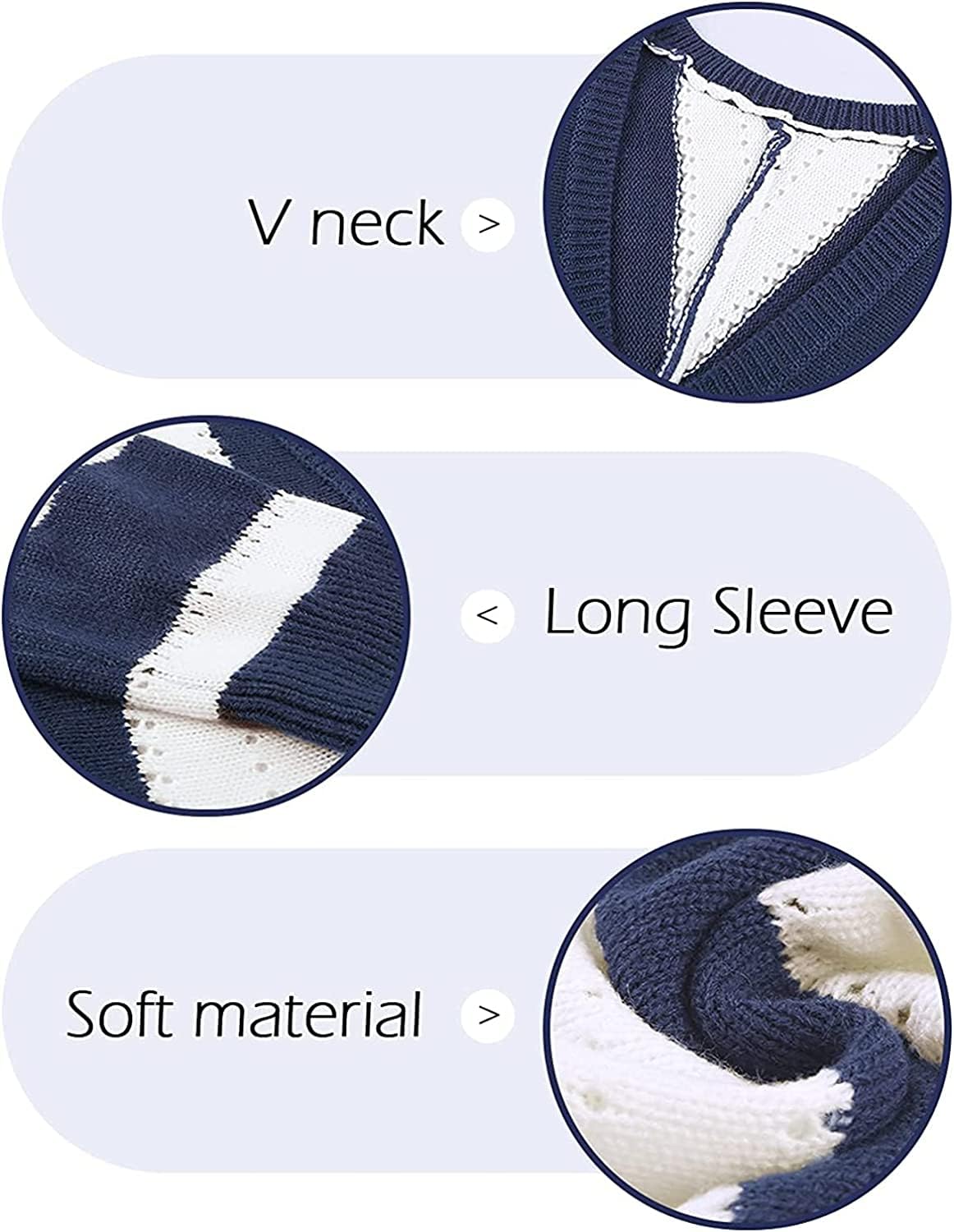 Dokotoo Maglione da Donna con Scollo a V Maglia Termica Invernale Manica Lunga Pullover a Righe Elegante Felpa S-XXL