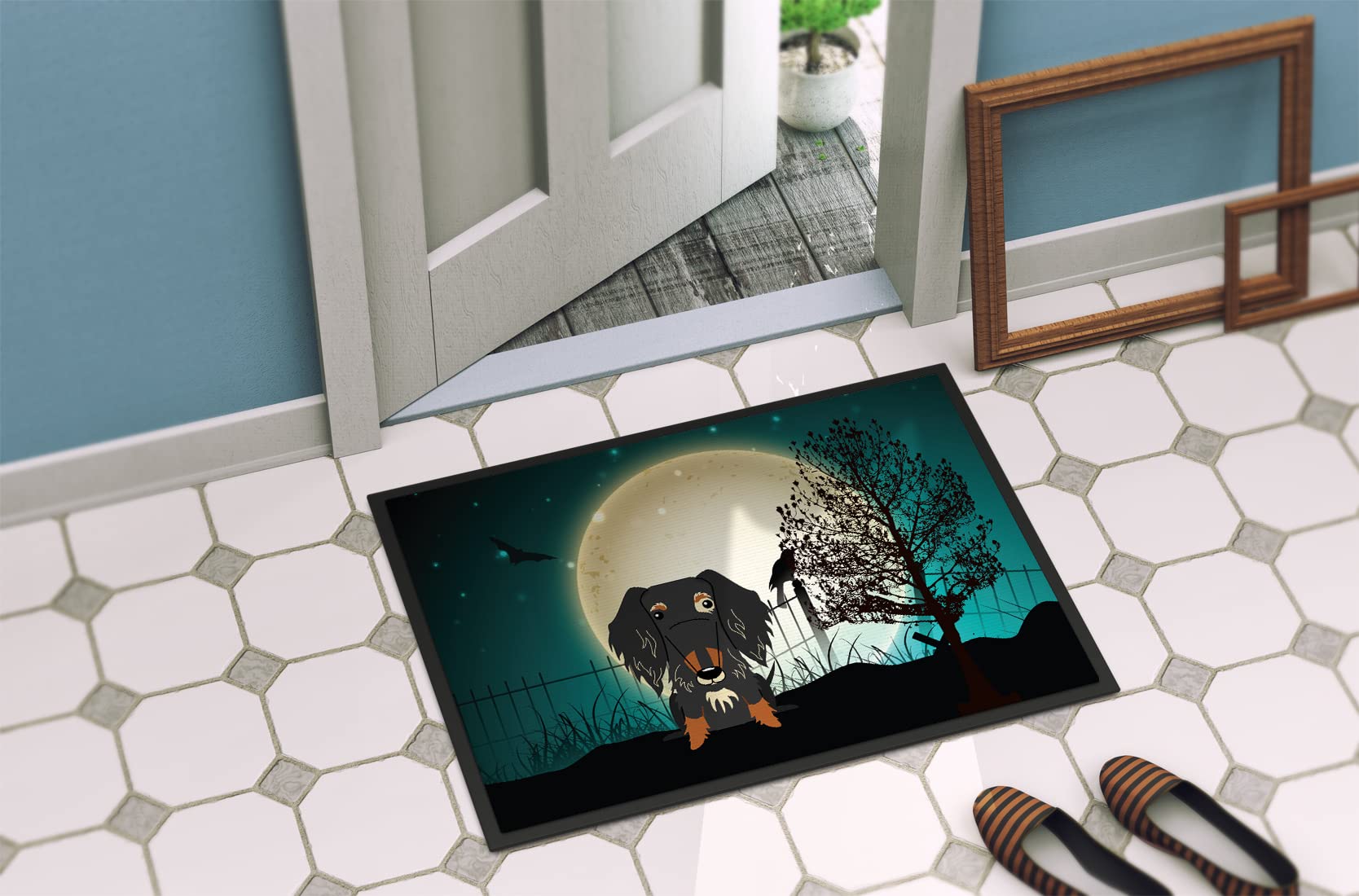 Caroline's Treasures BB2318MAT Halloween Scary Wire Haired