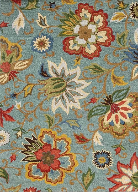 Image of Handmade PremiumANAYA Collection Woollen Rug Loop Pile Floral Hand Tufted Carpet for Living Room Bedroom Drawing Room Hall and Floor 4X6 Size