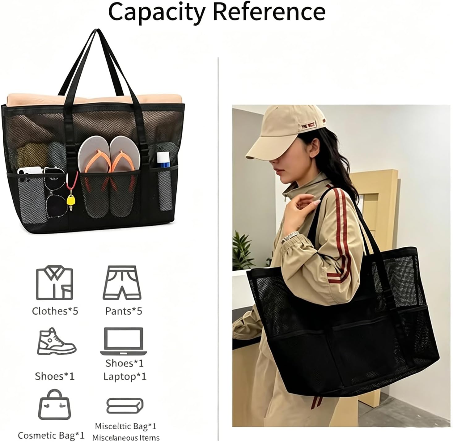 Diadem Mesh Beach Bag & Shower Caddy - Quick Dry Portable Organizer Tote for Family Beach, Toys, Vacation, Dorm & Travel image 4