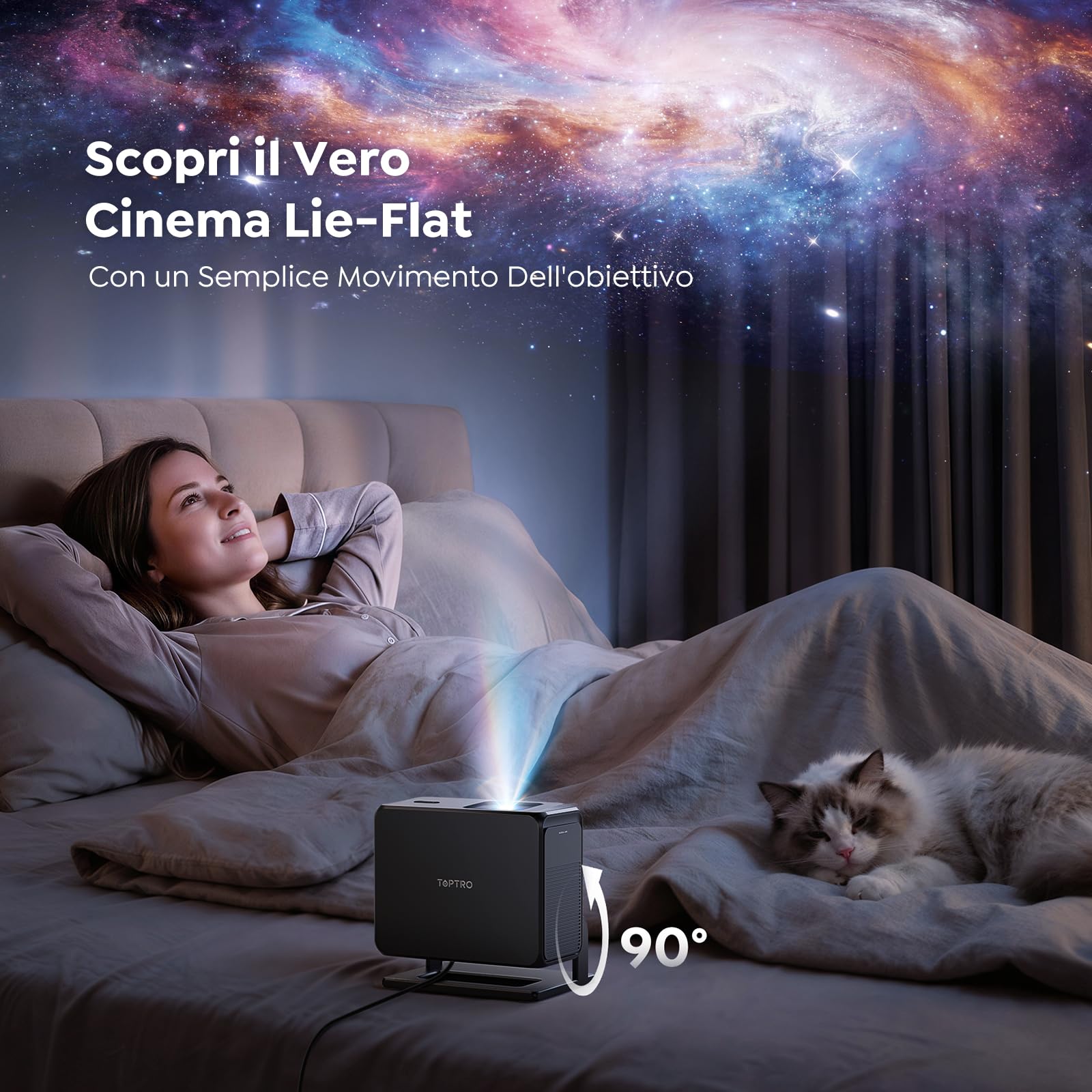 Proiettore 4K Google TV Netflix Auto Focus 6D Keystone Corta Focale WiFi Bluetooth Home Cinema