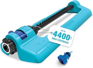 Aqua Joe SJI-OMS20 Jumbo Oscillating Sprinkler: Adjustable Spray, Metal Base, 4400 Sq Ft Coverage, 70 Ft Reach