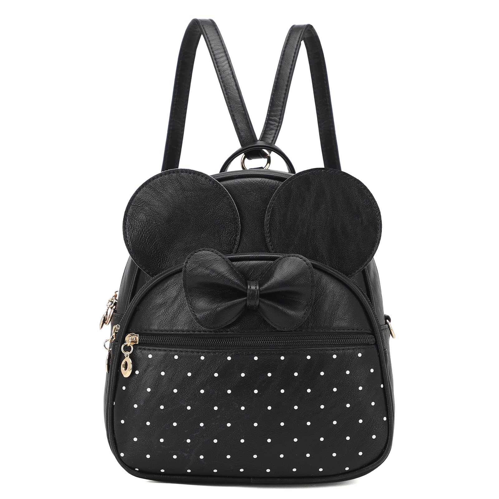 Girls Bowknot Mini Backpack Mouse Ear Polka Dot Convertible Shoulder Purse