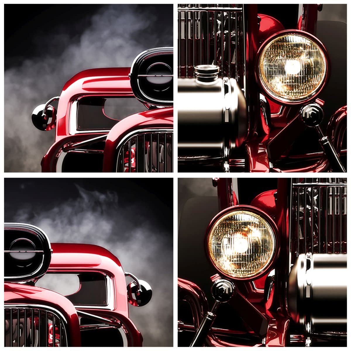 Decoracion Salon Coche Retro Cielo Vidrios Decorativos 150x50cm Cuadro Sobre Vidrio Moderno Cuadros Pared Impresiones Tríptico 3 Piezas Impresión En Cristal Wall Art Prints Grande XXL GCA150x50-0159