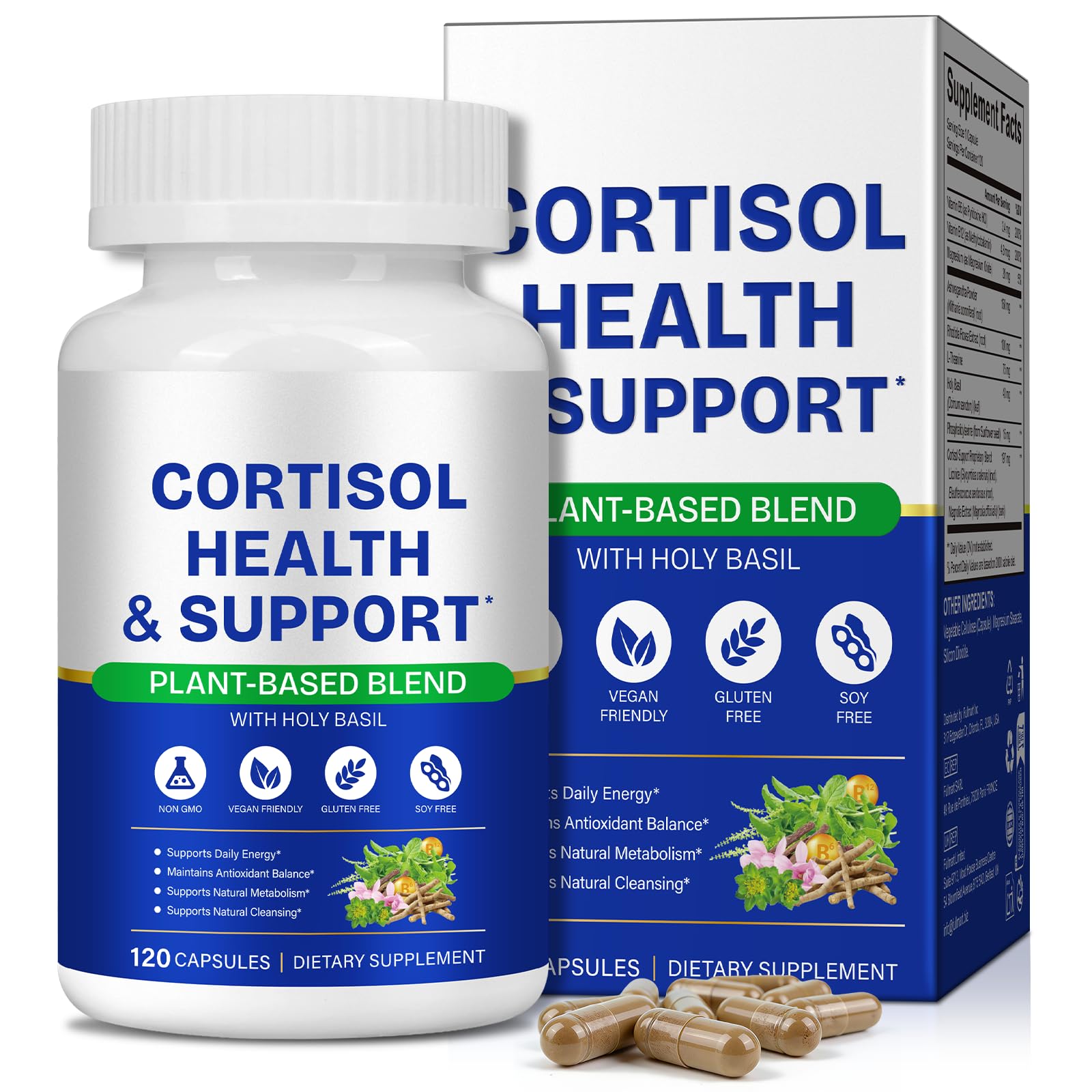 Cortisol Balance & Hormon-Support - 120 Vegane Kapseln - Komplex zur Regulierung der Hormontätigkeit & Unterstützung der Psyche - Mit B-Vitaminen & Zink