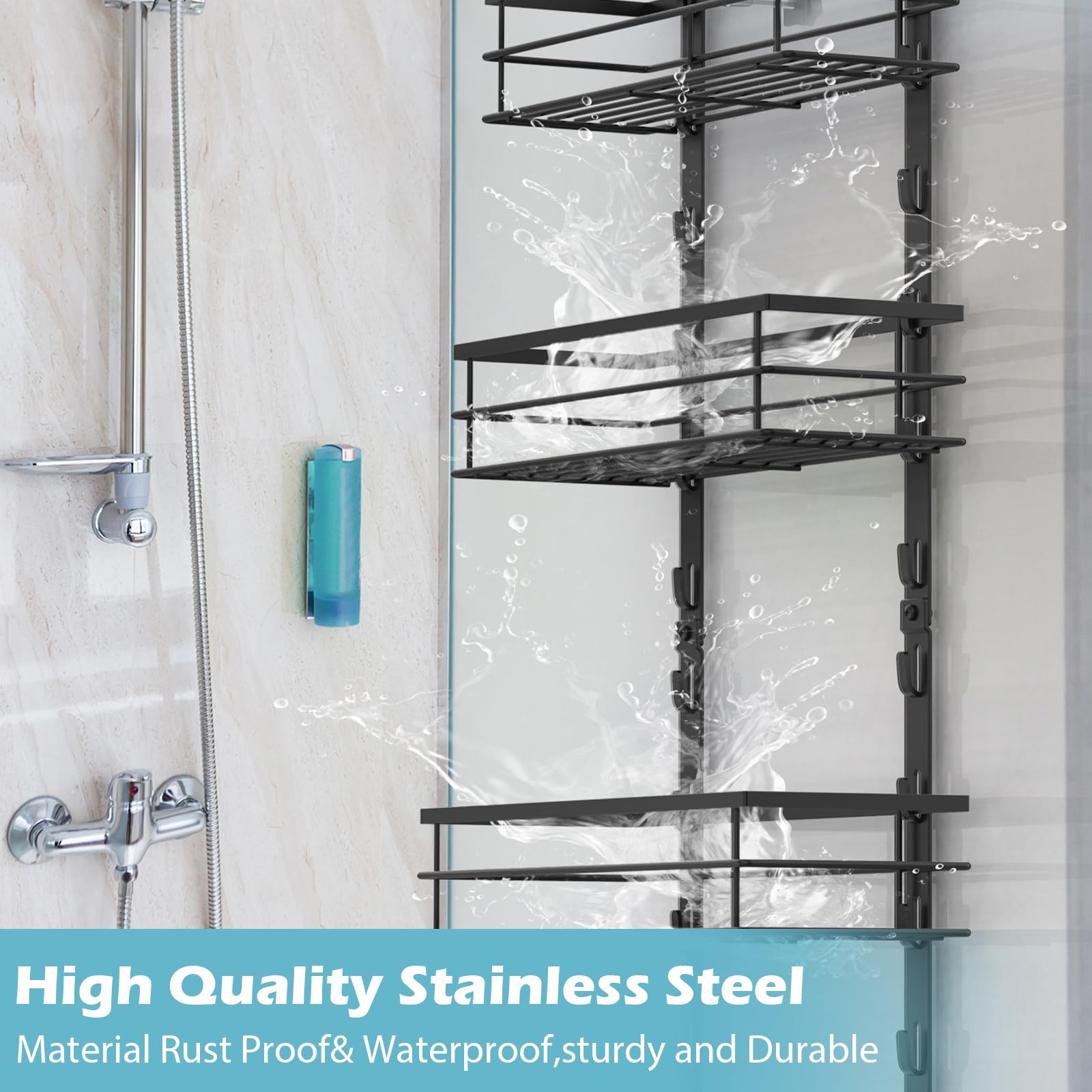 シャワーシェルフ シャワードアキャディ 吊り下げ式シャワーオーガナイザー Amazon.co.jp: 吊り下げ式シャワーキャディ、調節可能な4段ドア