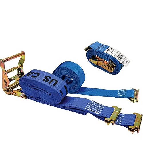 US Cargo Control Double-Fitted E-Track Ratchet Straps (2 Pack), 4,400