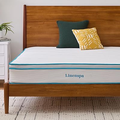Linenspa 8 Inch Memory Foam and Spring Hybrid Mattress - Medium Firm Feel - Bed in a Box - Quality Comfort and Adaptive Support - Breathable - Cooling - Guest and Kids Bedroom - Twin Size