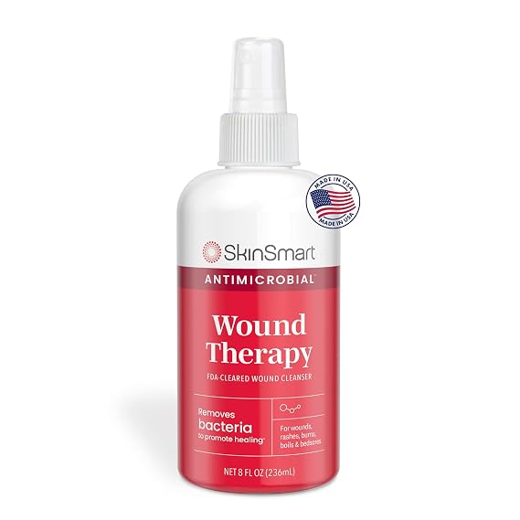 SkinSmart Antimicrobial Wound Therapy, Hypochlorous Acid Spray, 8 oz | Removes Bacteria in Wounds to Accelerate Healing, Medical Grade Natural Wound Cleanser, Safe for Kids, Adults and Seniors