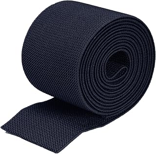 MECCANIXITY Twill Wide Elastic Band Double-Side 3 inch Flat 2 Yard Woven Elastic Band Knit Elastic Spool Heavy Stretch Strap Dark Blue for Sewing, Waistband