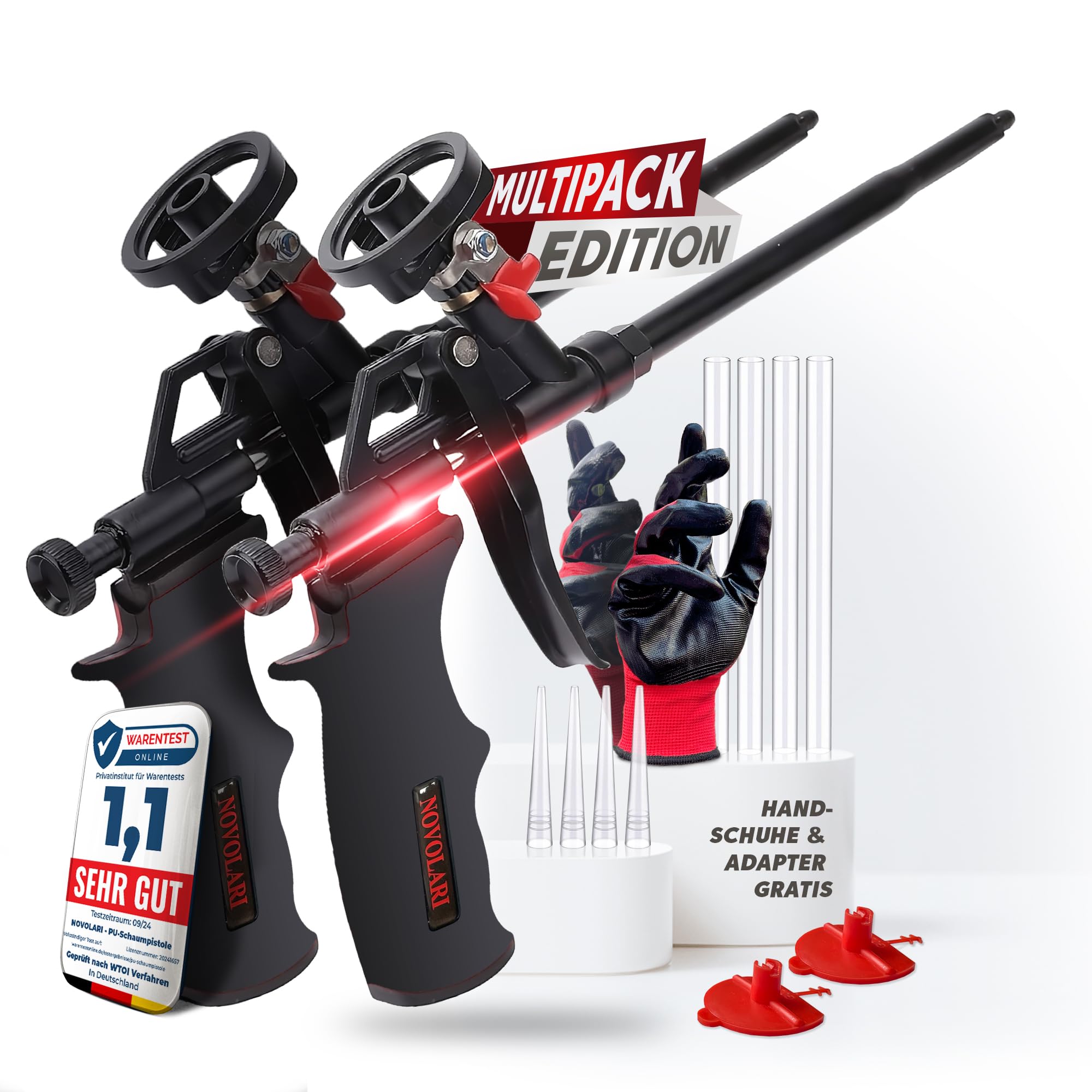 Novolari® 2 x PU Schaumpistole mit selbstschließendem Ventil & langlebiger Kupferspitze – präzise Ergebnisse ohne Reinigungsaufwand - Bauschaumpistole für maximale Haltbarkeit - Foam Gun