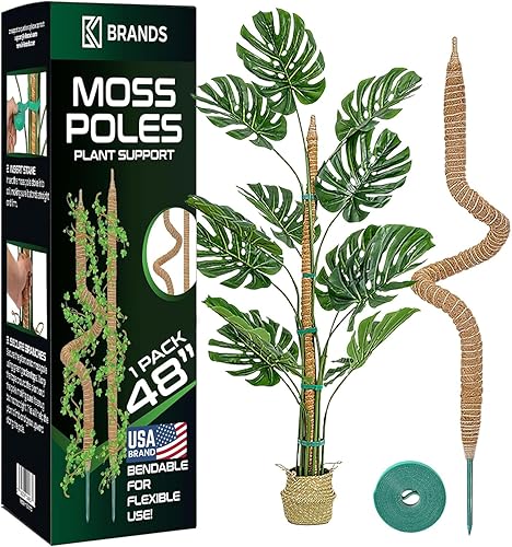 Miniatura 9 de Paquete de 2 postes de musgo flexibles de 48 pulgadas, soporte para plantas Monstera trepadoras de interior - Estacas para trepadoras en maceta