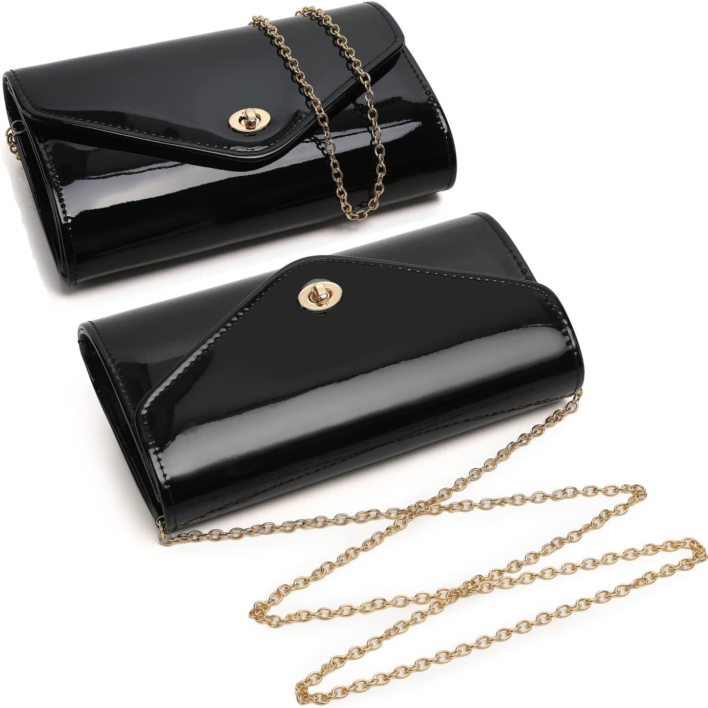 Patent Leather Envelope Clutch Womens Evening Handbag Stylish Shoulder Crossbody Bag for Dating Wedding Party Prom - Image 9