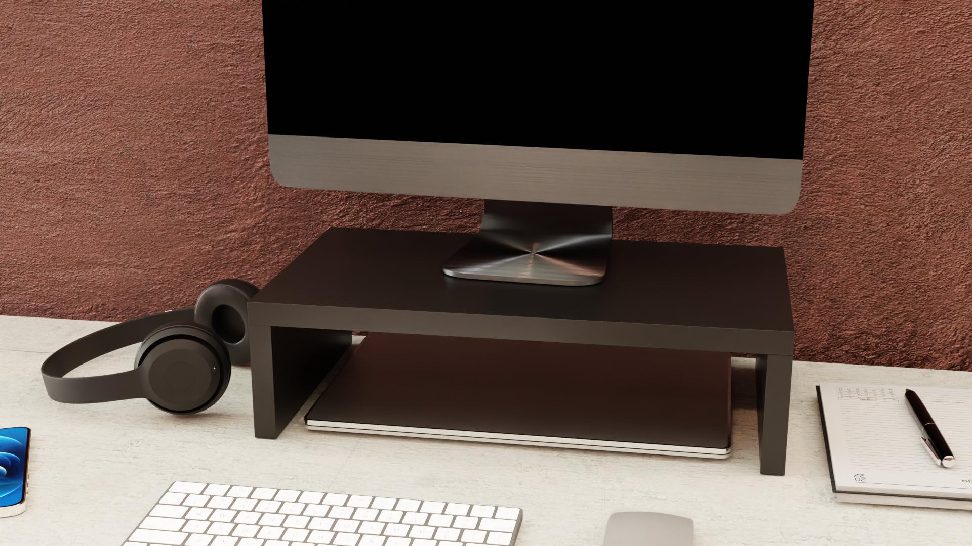 Supporto Per Monitor ComfortCove - Alza Schermo A 110mm, Salvaspazio Per Ufficio Casa, Bianco - Foto 9