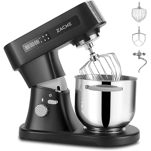 ZACME 7.4QT Household Stand Mixer 800W with Aluminum Die Casting Mixers Kitchen Electric Stand Mixer Metal Dough Mixer with Stainless Steel 7L Bowl, Dough Hook, Whisk and Beater, Black