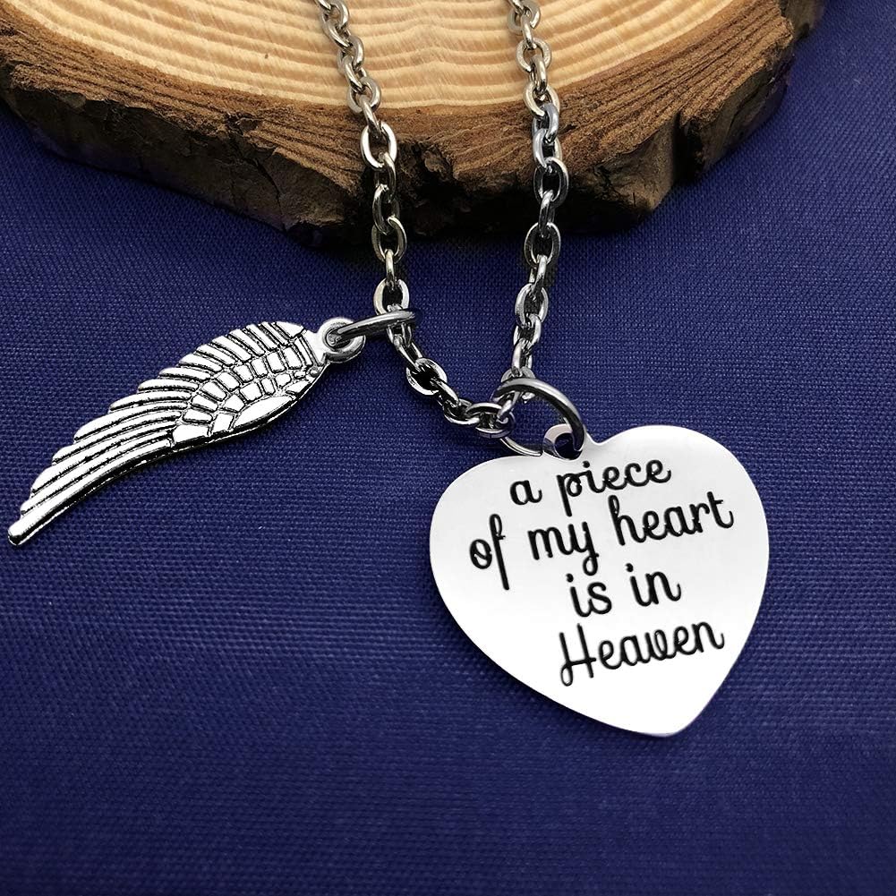 Memorial Jewelry A Piece of My Heart is in Heaven Necklace Heart Necklace-Sympathy Jewelry gifts for loss,in Memory of Mom Dad Grandpa Baby Loss Memorial Gift - Image 4