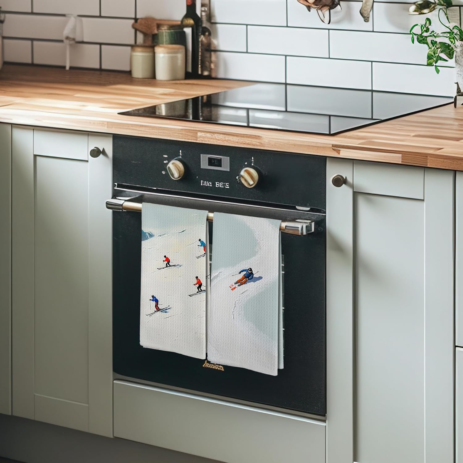 Winter Skier Skiing Kitchen Towels Sets of 2, Ski Skiing Lover Themed Gifts for Skiers Women Men Kids, Winter Christmas Ski Skiing Decor Dish Hand Tea Towels for Bathroom Kitchen,16x24 Inch - Image 6