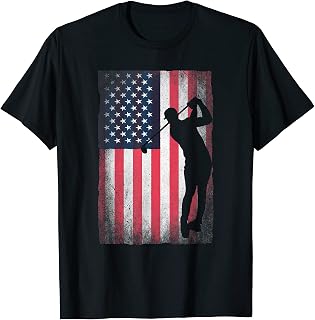 Vintage Golfer USA Flag Golf T-Shirt