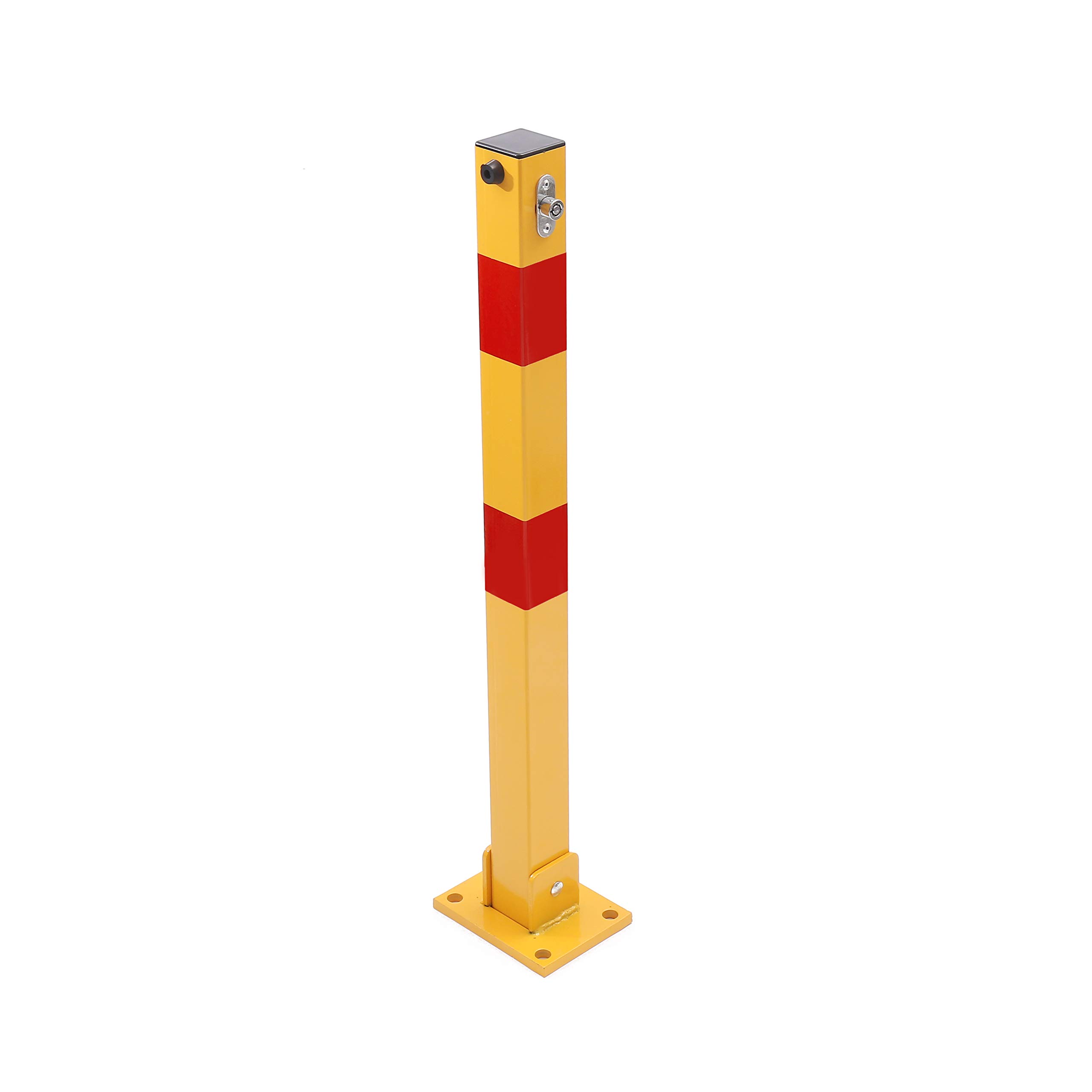 KATSU Barriera Parcheggio Auto Dissuasore Posta Pieghevole Palo di Barriera di Blocco del Parcheggio per Auto, Giallo e Rosso, Chiusura superiore, 70cm Altezza