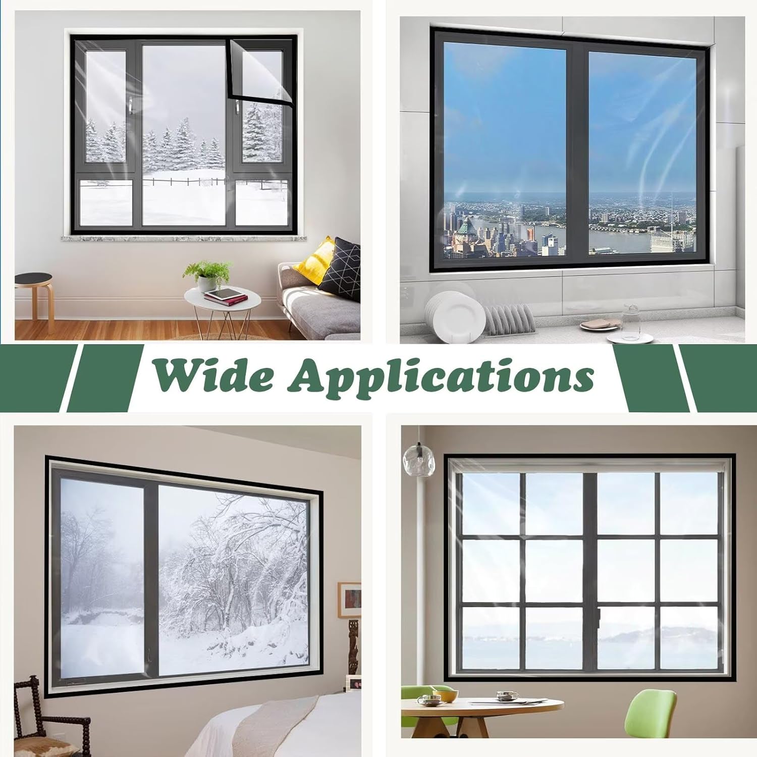 Weatherproofing Window Insulation Kit Thermal Window Cover 180x195cm Black Indoor Film for Cold for Attic Fan Cover, Shutter Cover, Attic Vent