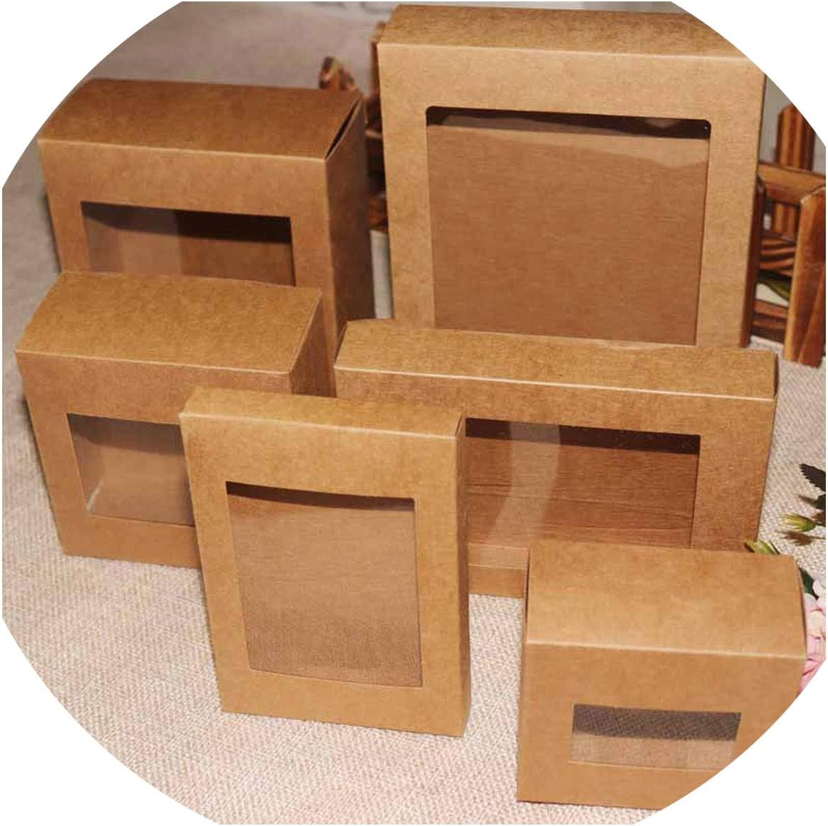 10 Pcs DIY Vintage Color Paper Gift Box Package with Clear