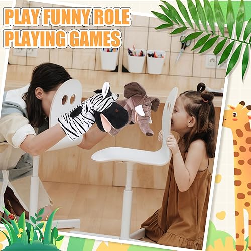 Miniatura 5 de Syhood 8 marionetas de mano para niños, marionetas de mano de animales con boca abierta movible, juguete de peluche para niños pequeños, regalos de