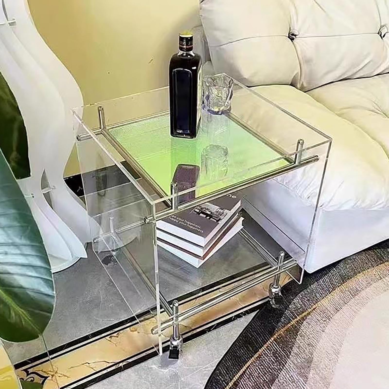 Table basse transparente à 3 niveaux : optimisez votre espace salon ou bureau avec élégance