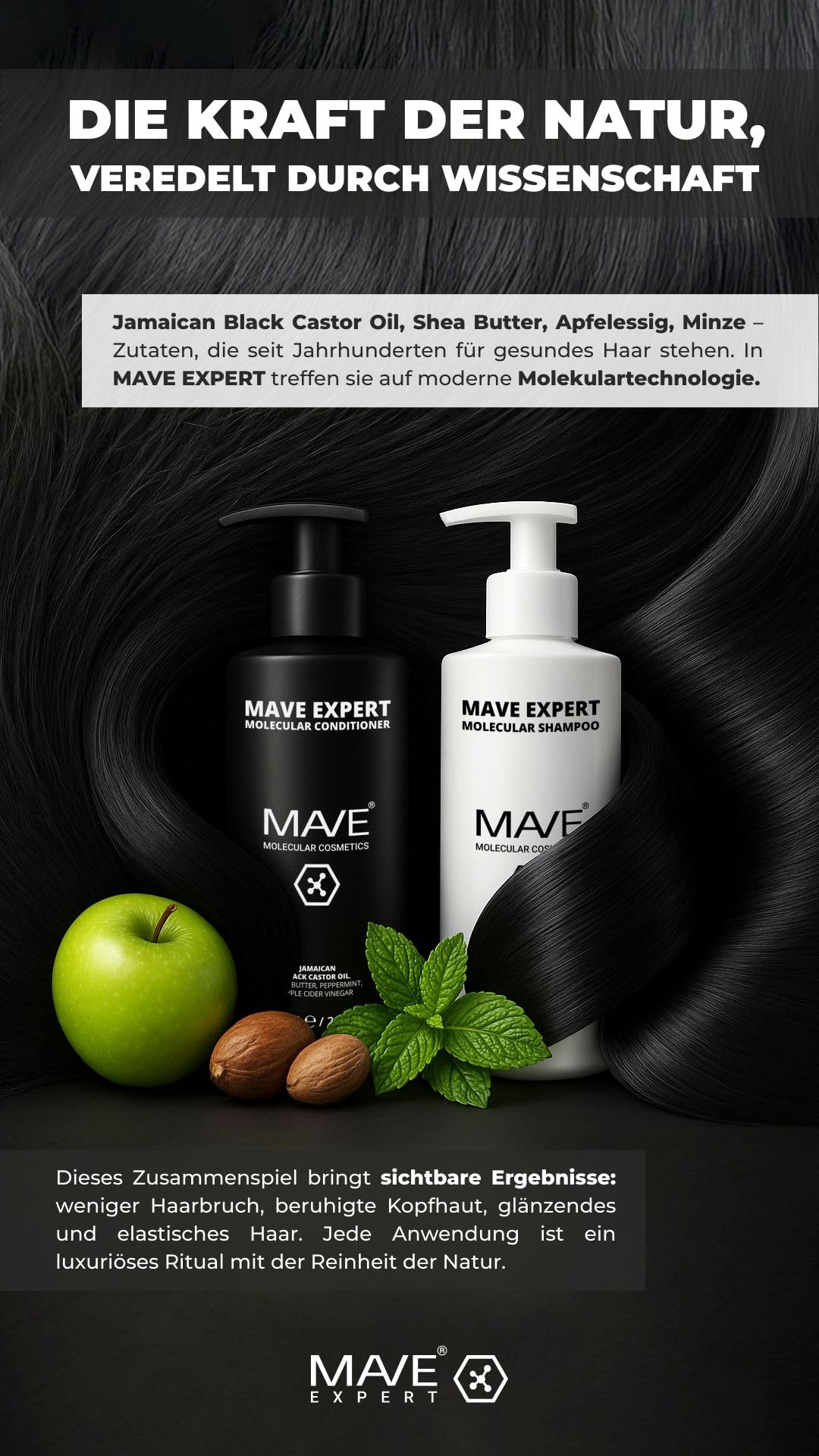 MAVE EXPERT – Stärkendes Shampoo & Conditioner (je 650 ml) | Regeneration & Feuchtigkeit | Haarwachstum, Kräftigung & Volumen | Für feines, trockenes & strapaziertes Haar | Sulfatfrei, ohne Parabene |