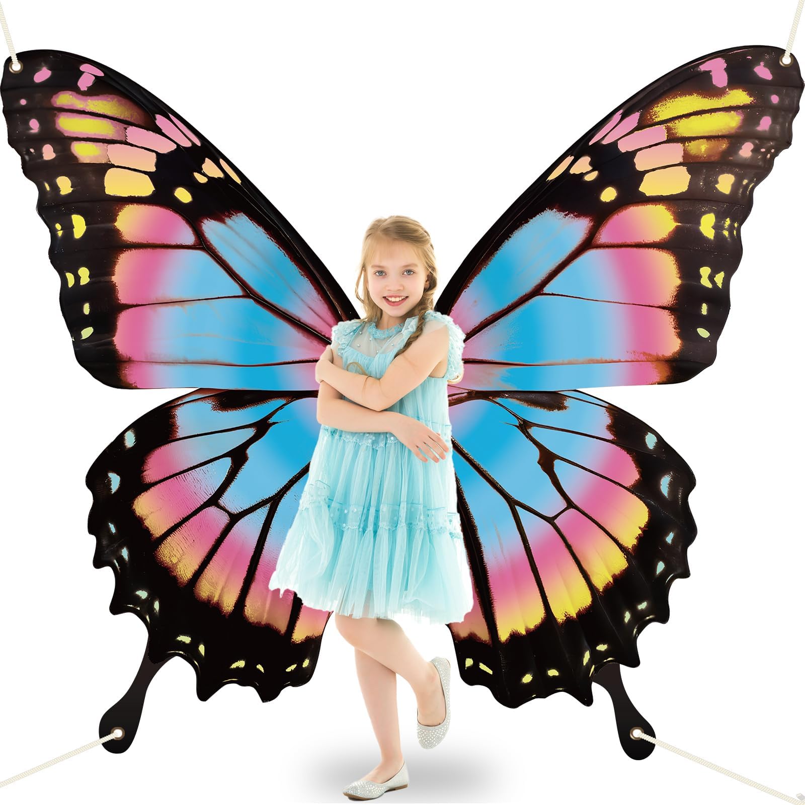 Butterfly Wings Backdrop Decorations Colorful Large Monarch Butterflies Decor Photograph Background for Spring Insect Butterfly Party Decor Birthday