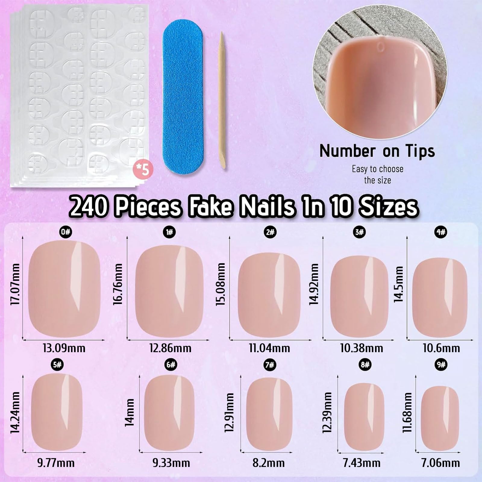 LunarCharm 240 pieces square nude pink press-on nails short artificial skin tone square full cover fake nails for beginners DIY - Image 2