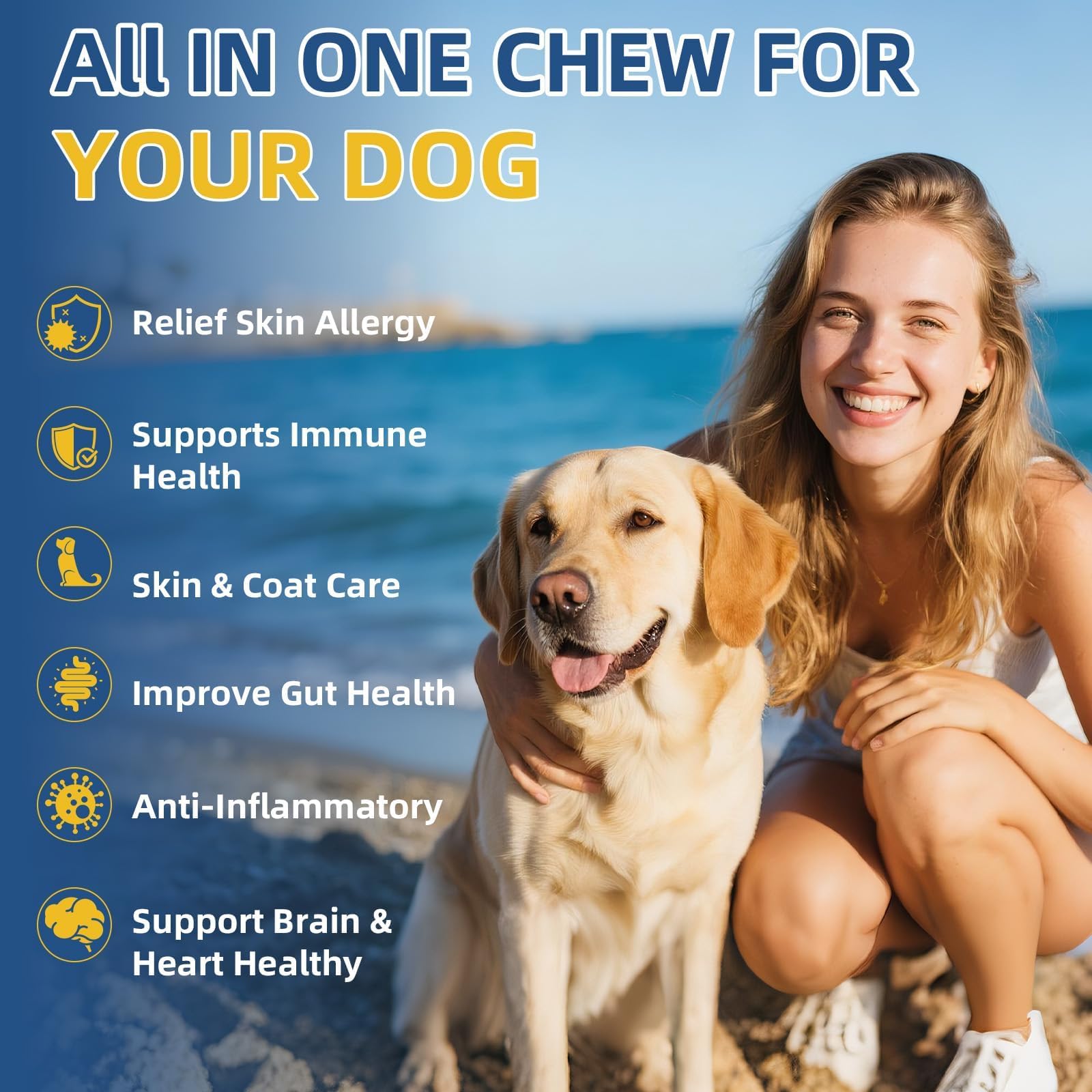 Dogs Allergy & Itch Relief Chews, Dog Probiotics for Skin & Immune Support Helps Relieve Itchy Skin & Ear, Dog Allergy Supplement for Paw Licking, Itching Skin Relief with Colostrum, Fish Oil (Brown) - 5