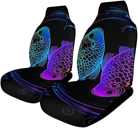 Car Front Seat Covers Set of 2, Constellation Zodiac Sign Pisces Dust Proof Auto Seat Cover Universal Vehicles Bucket Seats Protector for Most Cars