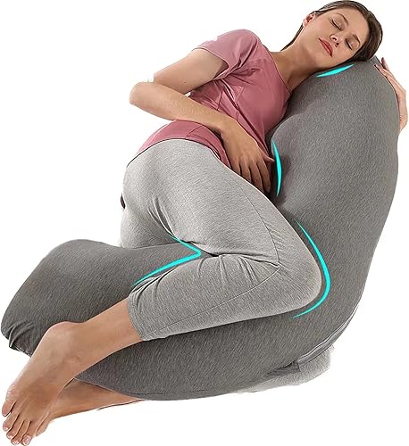 Miniatura 15 de BATTOP - Almohadas de embarazo con funda refrescante, almohada de maternidad para dormir, soporte para vientre, caderas, piernas, imprescindibles