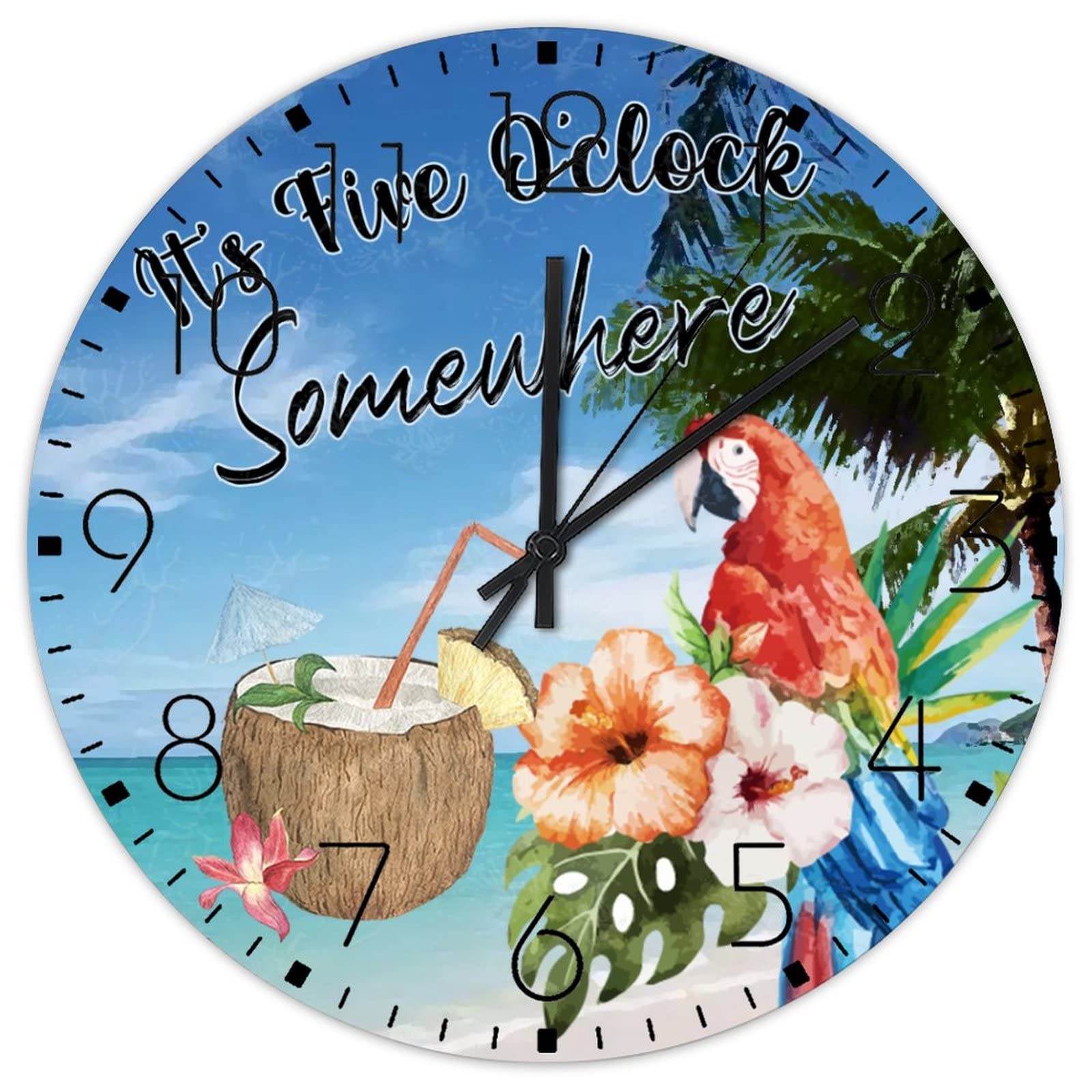 Horloge murale d'été tropicale pour en finir avec le bruit du tic-tac