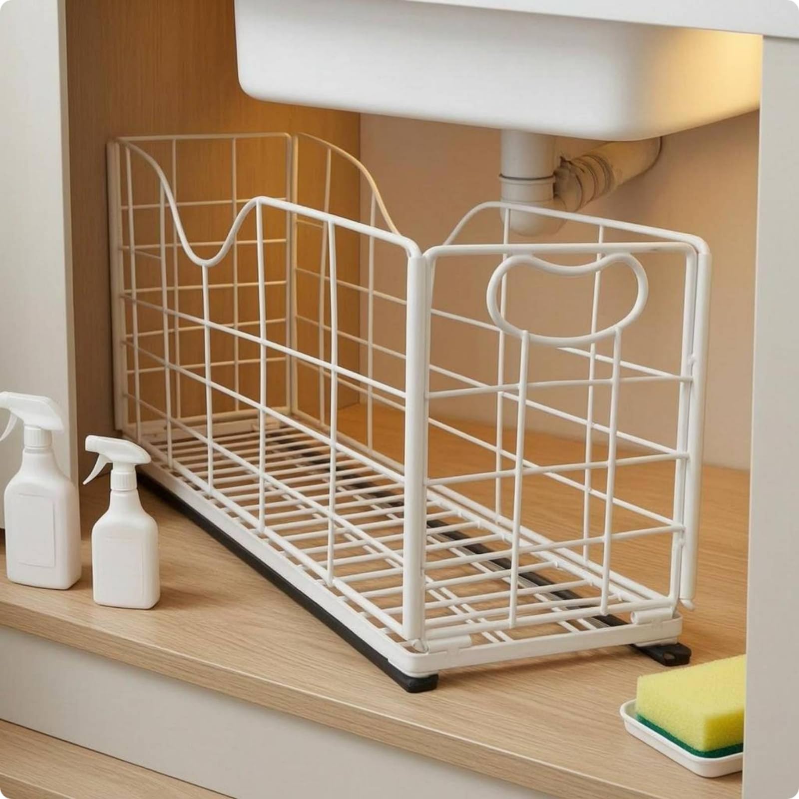 Qianly Cesto Scorrevole a Rete Scorrimento Scorrimento Scorrevole Cestino Estraibile Estraibile Armadio Manico Ovale Arredo Contenitivo per Cucina