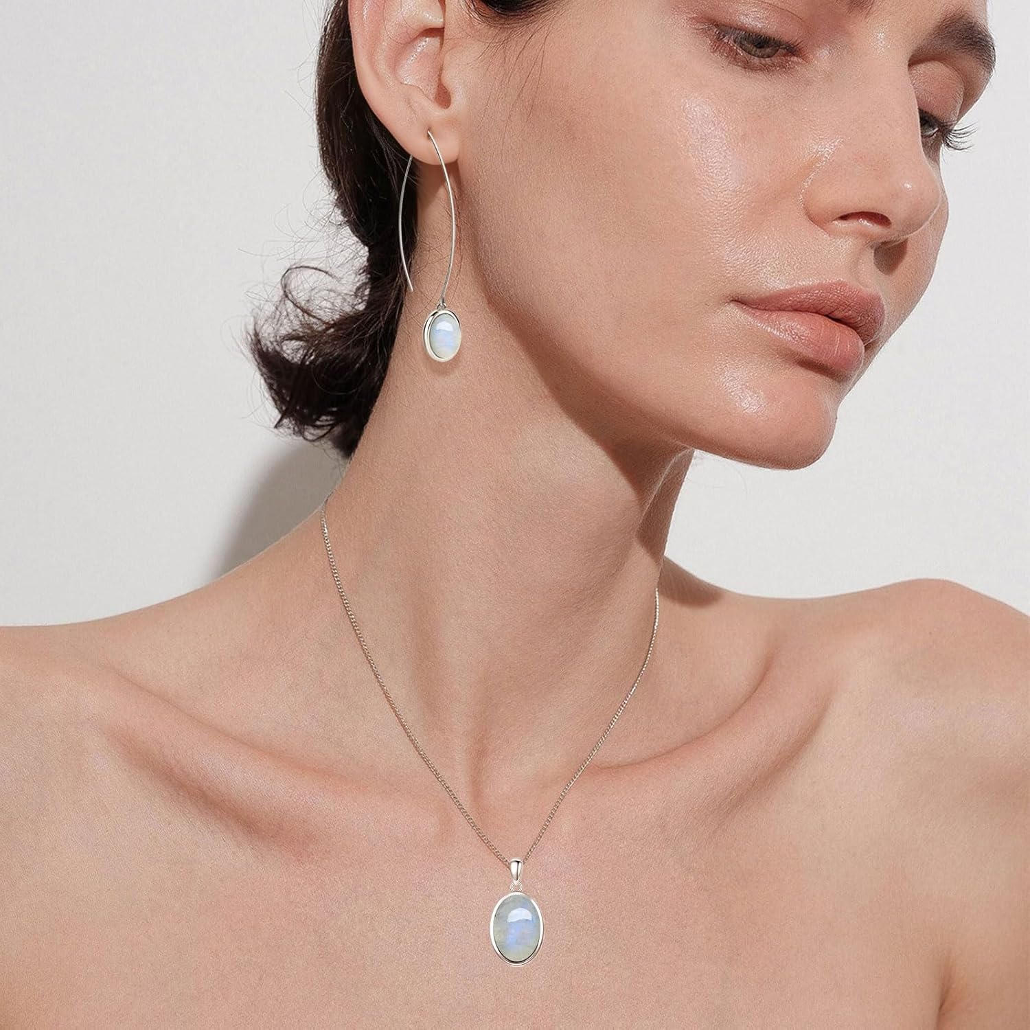 Genuine Moonstone/Black Onyx Dangle Earring for Women 925 Sterling Silver Real Gemstone Long Dangle Earring - Image 5