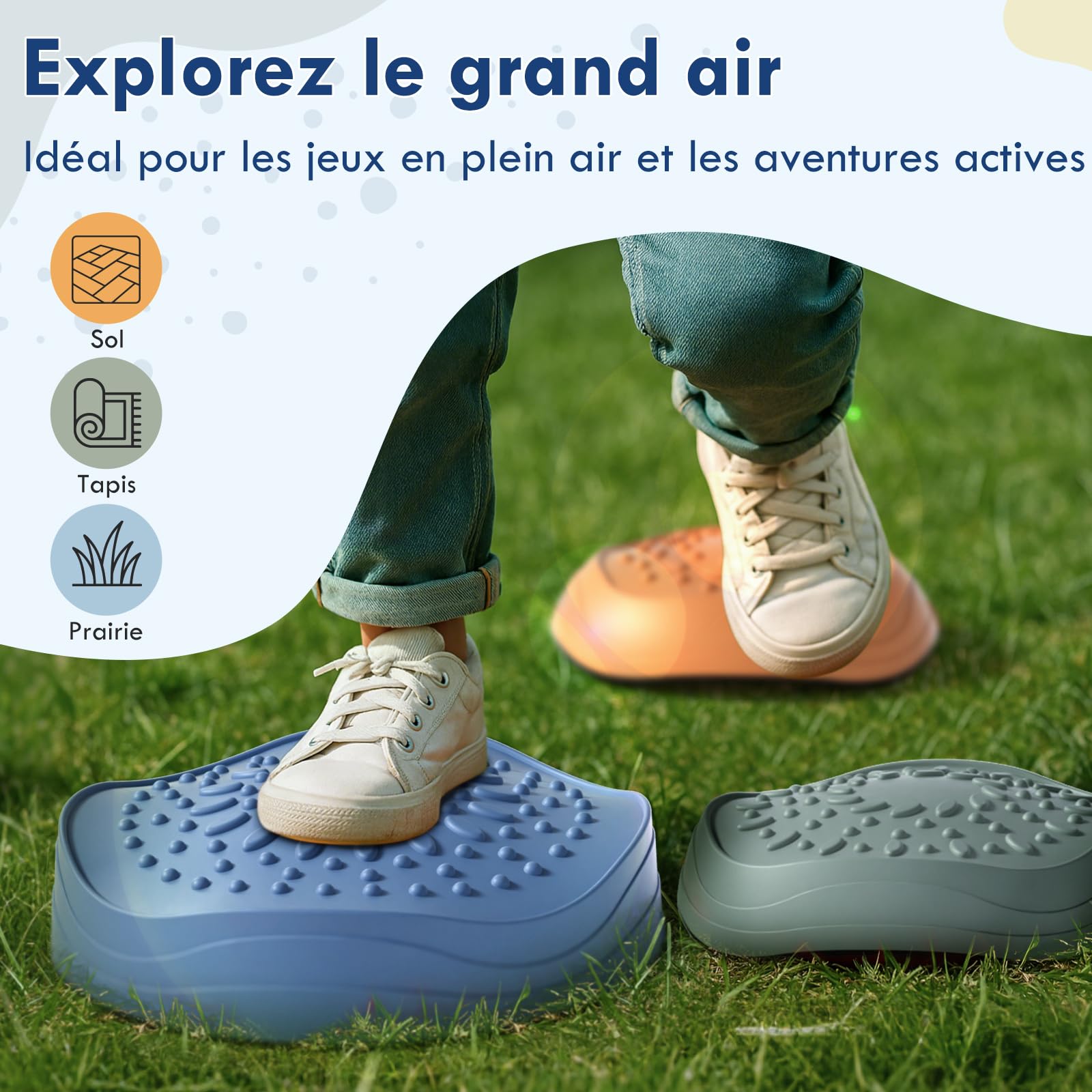 Lehoo Castle Pierres d'Équilibre pour Enfants, 6 Pierres Durables Antidérapantes Favorisant l'Équilibre et Les Compétences Motrices chez Les Enfants