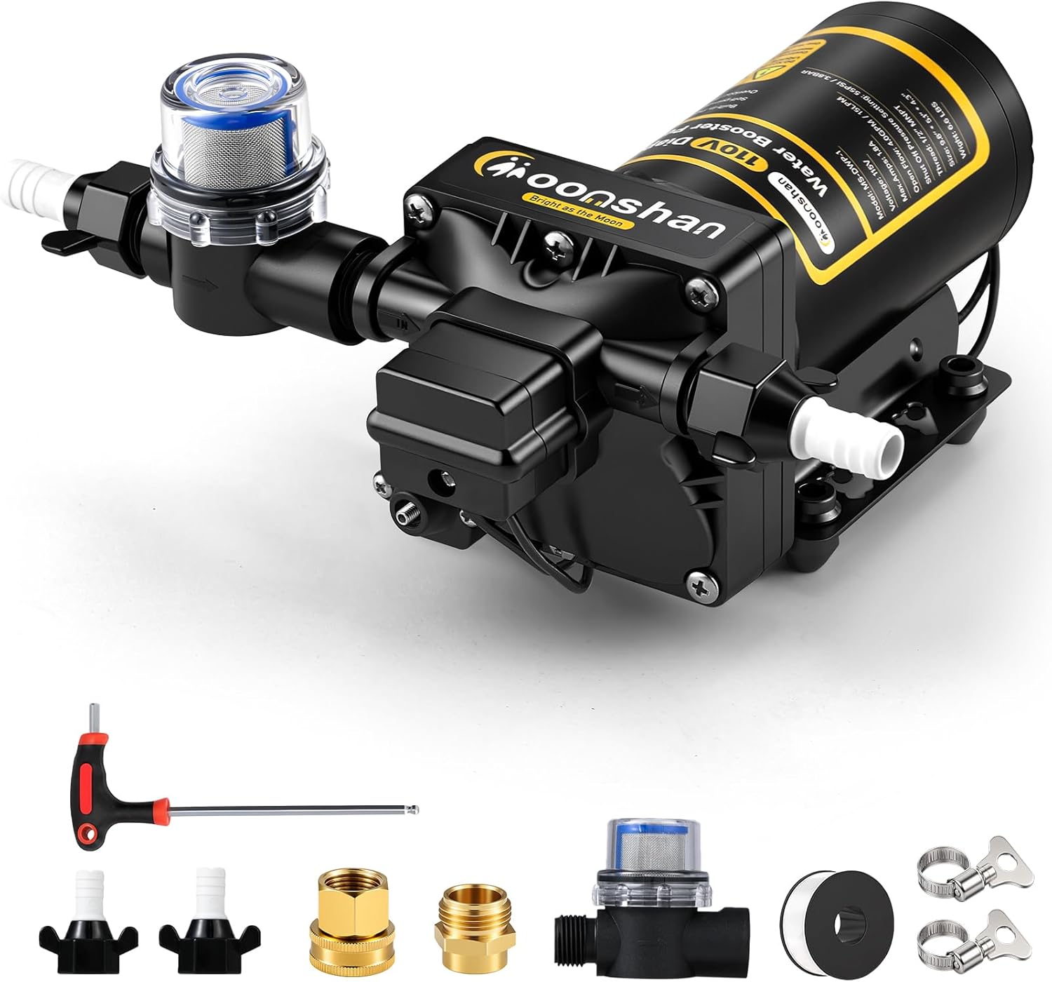 110V Fresh Water Pump Self-Priming Diaphragm Water Pressure Booster Pump with Pressure Switch 5.0GPM 55PSI for RV Garden Hose Household Irrigation