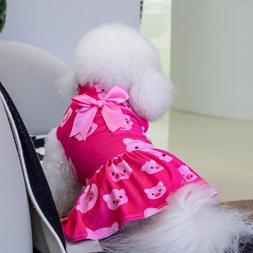Miniatura 3 de CuteBone Vestido de terciopelo para perro de cuello alto, falda de cachorro, disfraz de ropa para mascotas, ropa para gatos con lazo para el pelo