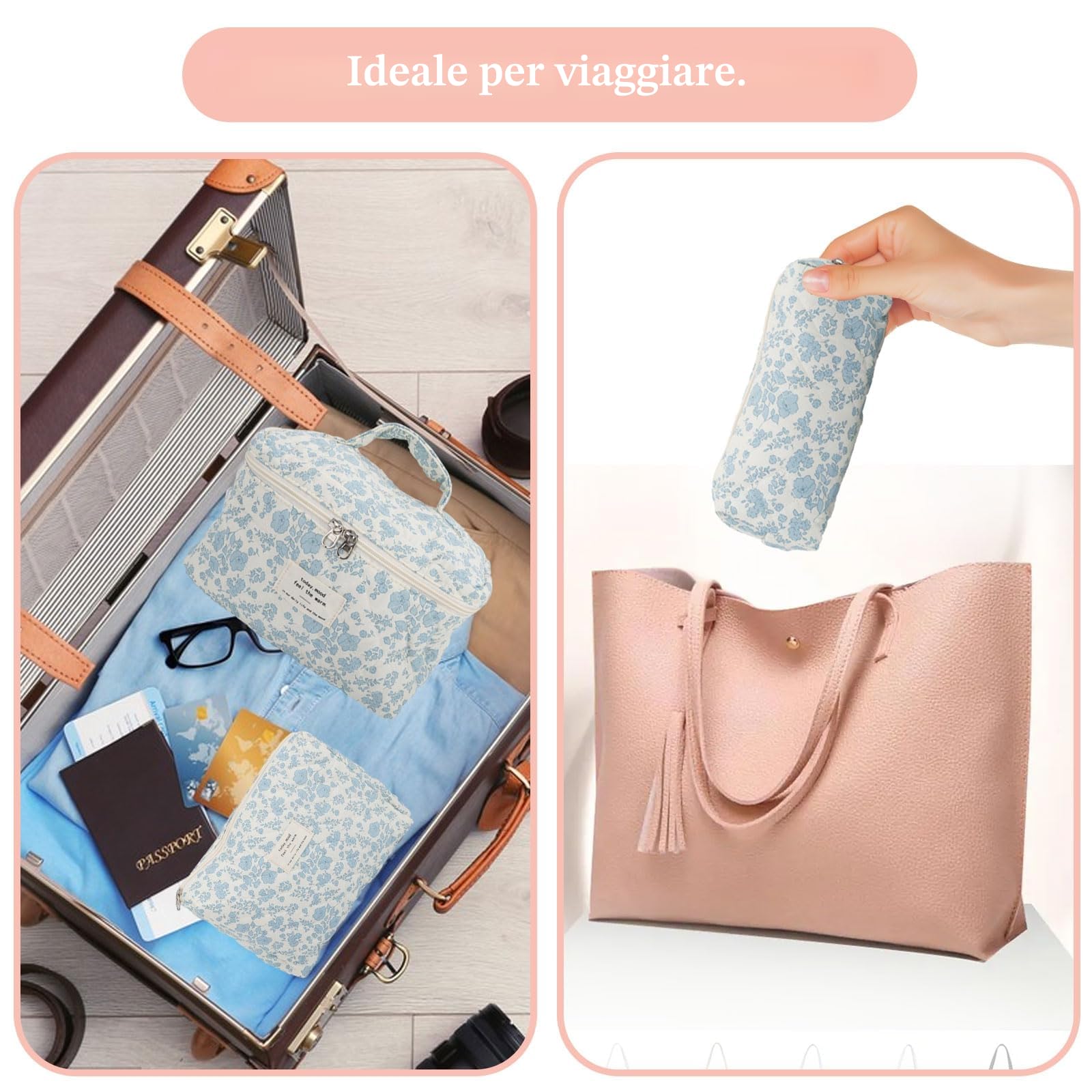 3 Pezzi Borsa Cosmetica Trapuntata, Beauty Case Da Viaggio Donna Grande Capacità Pochette Portatrucchi Viaggio Borsa Cosmetica Grande Beauty Trapuntato Grandei Da Toilette Makeup Bag Organizer