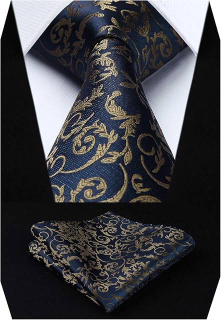 HISDERN Men's Paisley Tie Handkerchief Wedding Party Necktie & Pocket Square Set