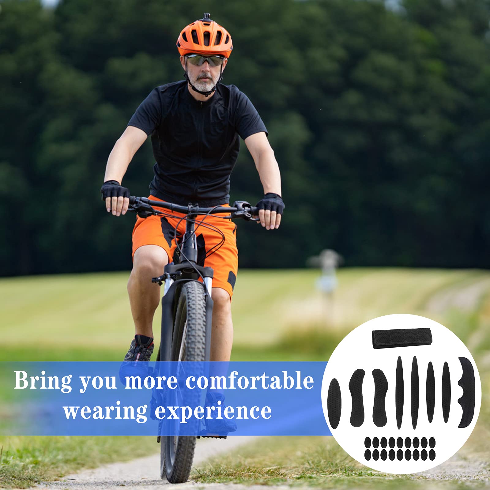 Imbottitura Casco Bici, 3 Kit di Imbottitura per Casco da Bici, Moto e Sicurezza, 27 Pz di Schiuma e 54 Pz Auto-Adesivo Ovale