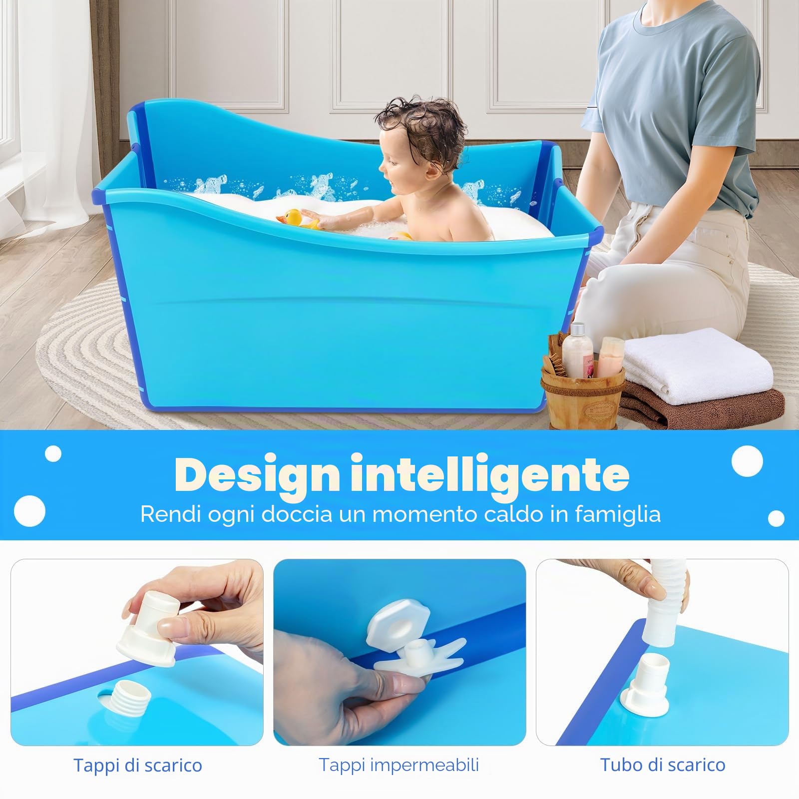 Vasca da bagno pieghevole 100cm mobile blu sauna adulto vasca da bagno pieghevole massaggio portatile e mobile Per Neonati E Adulti Bagno Familiare Spa