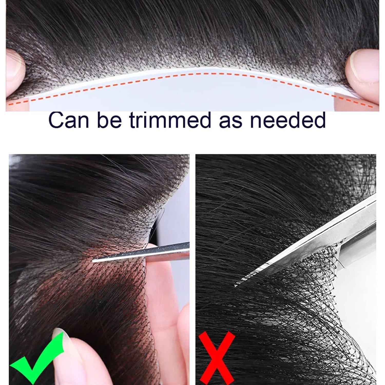 Voloria Men Forehead Hairline Toupee 100% Human Hair Skin PU Man Hairpieces Frontal Hair Topper for Receding Natural Hairline Replacement Systems (1.57x6.29INCH, 1B Black Color)