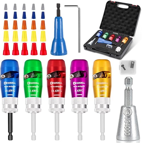HARDELL Pelacables para taladro, herramienta pelacables 6-14 AWG, herramienta de torsión de alambre de vástago hexagonal de 14 para taladro,