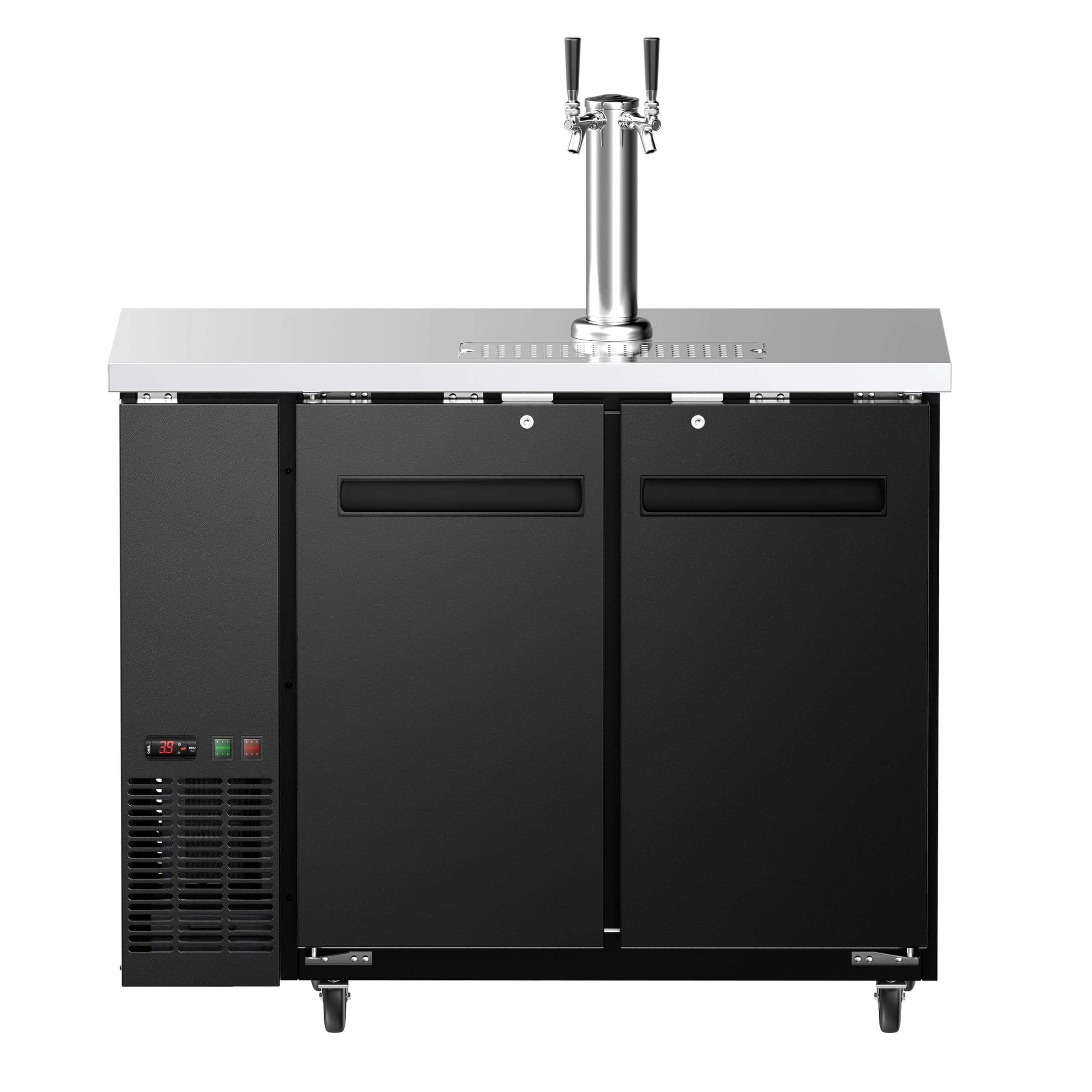 GGM Gastro | BKZG1269N | Bierkühler mit Zapfhahn - 2x 50 Liter Fässer - 1240x620mm