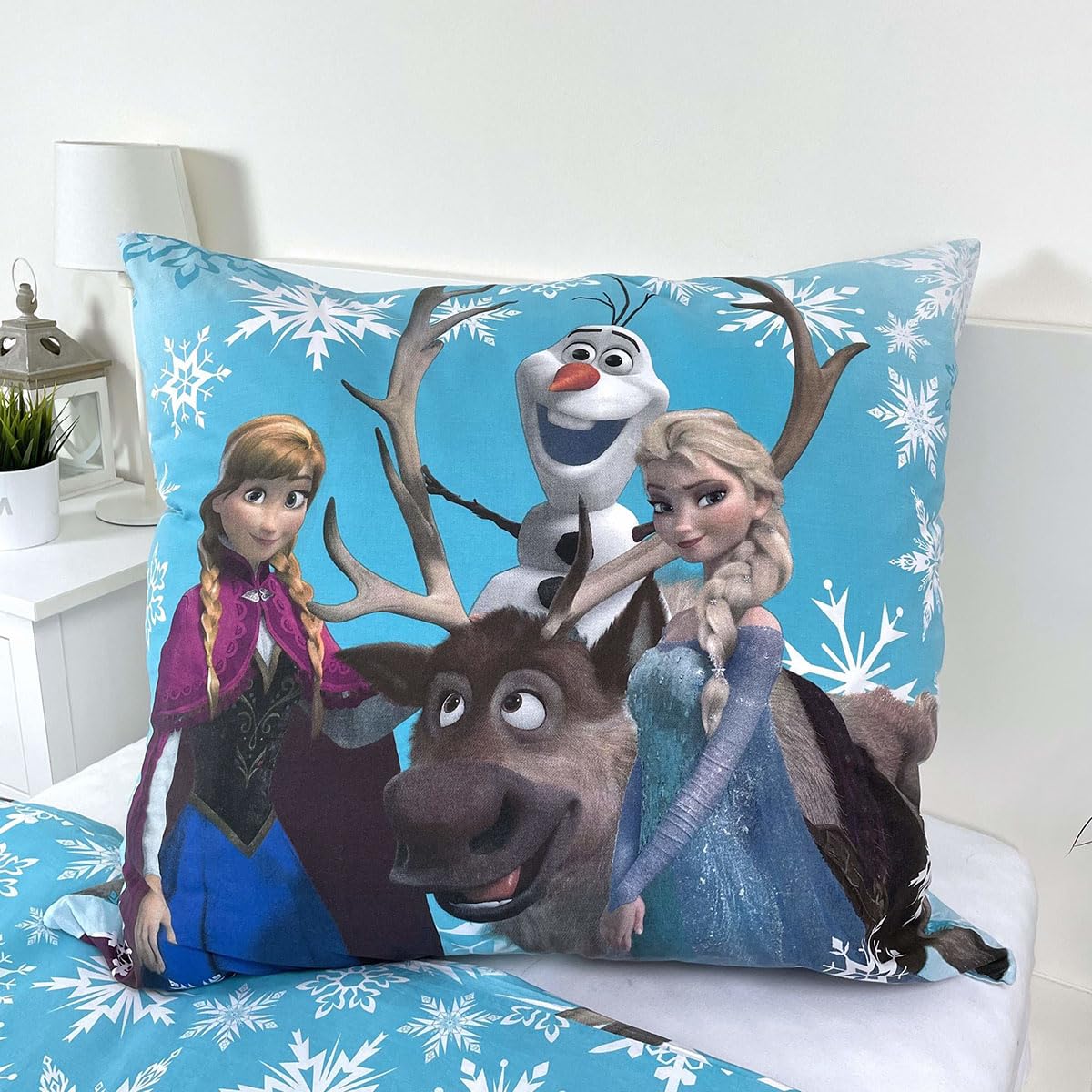 Jerry Fabrics Disney Frozen Snowflakes 03 biancheria da letto per bambini copripiumino 160 x 200 cm e federa 70 x 80 cm 100% cotone