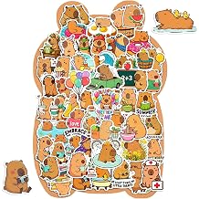 104Pcs Capybara Stickers, Cute Waterproof Vinyl Animal Stickers, No Repeat, Aesthetic Decals for Water Bottle, Laptop, Phone Case, Scrapbook, Skateboard, Gifts for Kids Teens Adults