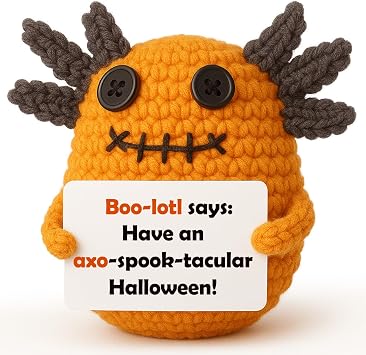 Halloween Goodie Bag Stuffers, Crochet Axolotl Decor for Teen Girls Boys, Non Candy Treats in Goody Bag & Boo Basket, Trick or Treat for Kids