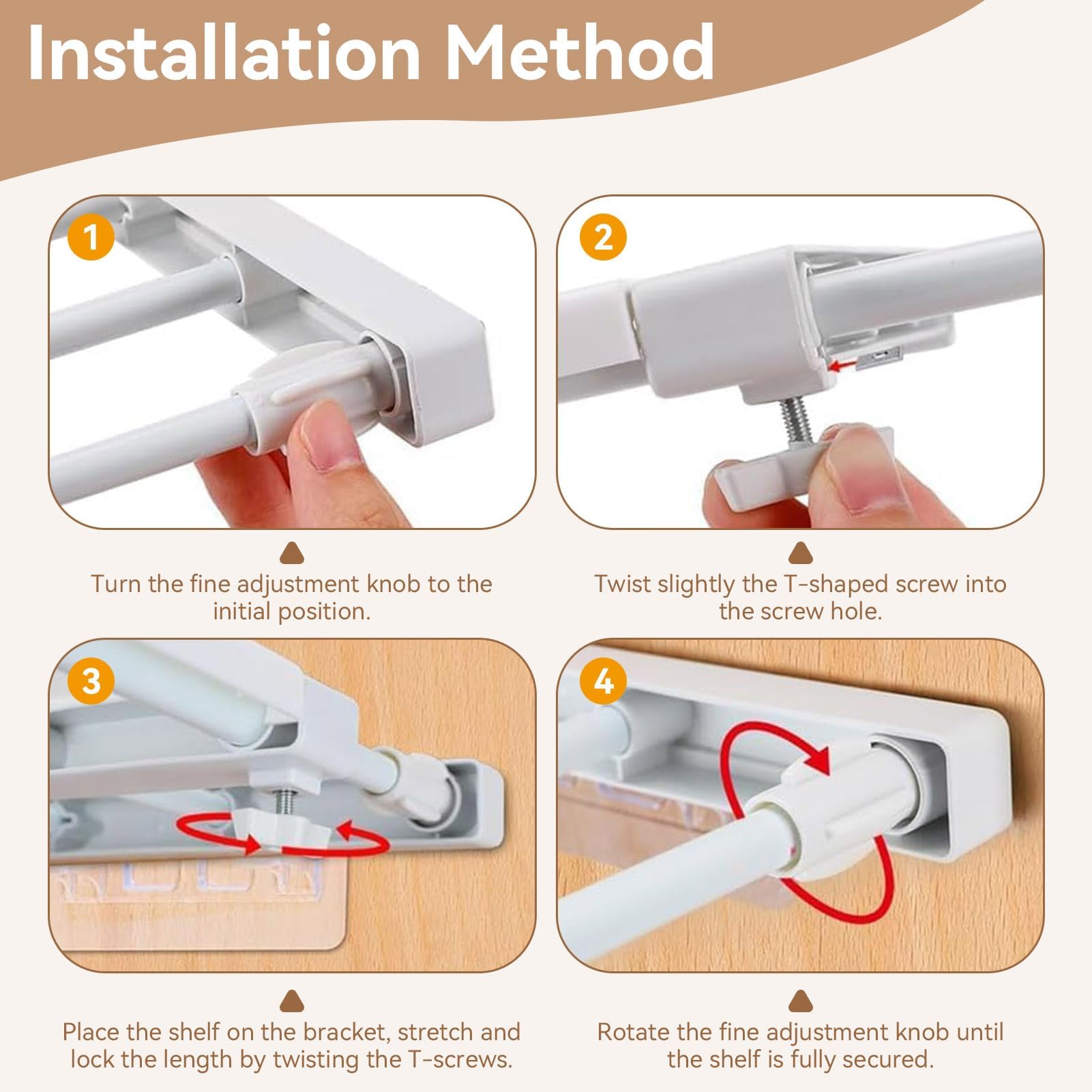 HERCHR scaffale in tensione con aste estensibili per armadio, Estensibile Telescopici Scaffal per Camera da Letto Bagno Cucina, Multifunzionale (38-60cm)